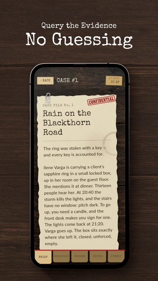Query the evidence, no guessing: a case brief, Rain on the Blackthorn Road