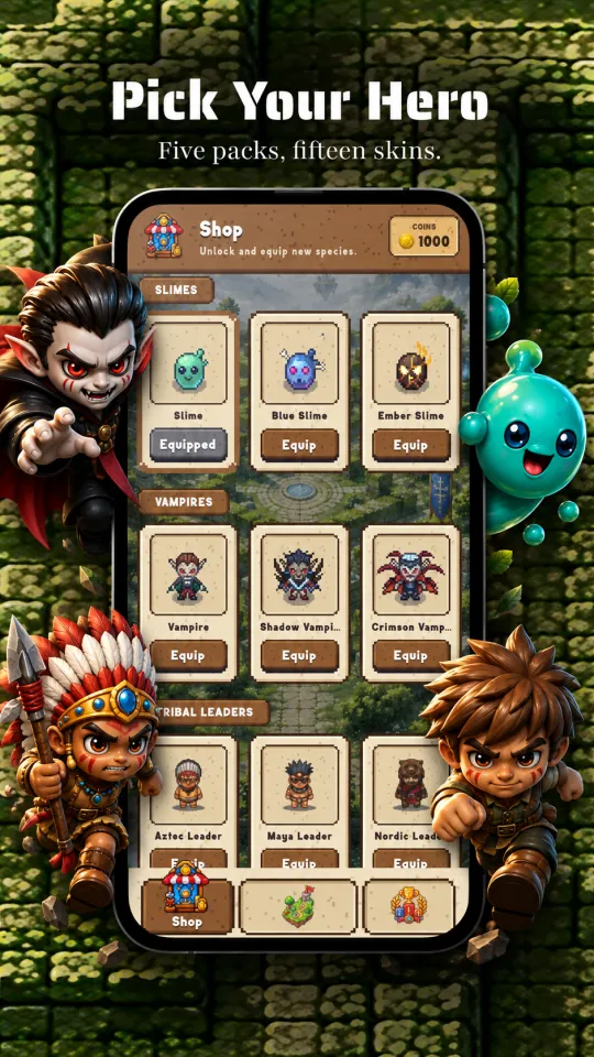 Pick your hero: five packs, fifteen skins