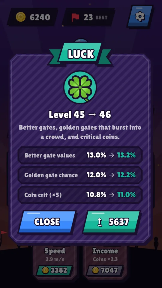Upgrading Luck: better gates, golden gates and critical coins
