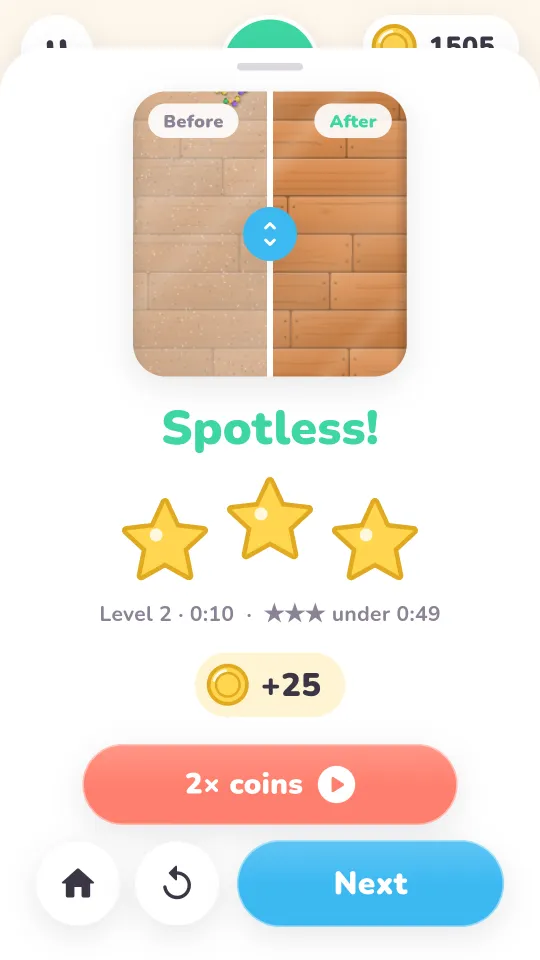 Spotless: the before-and-after slider and three stars