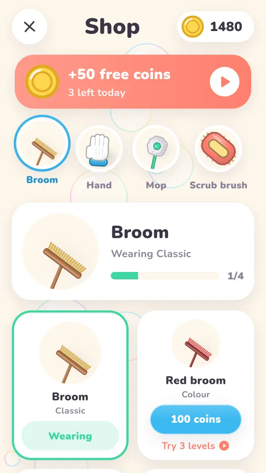 The shop: skins for the broom, hand, mop and scrub brush