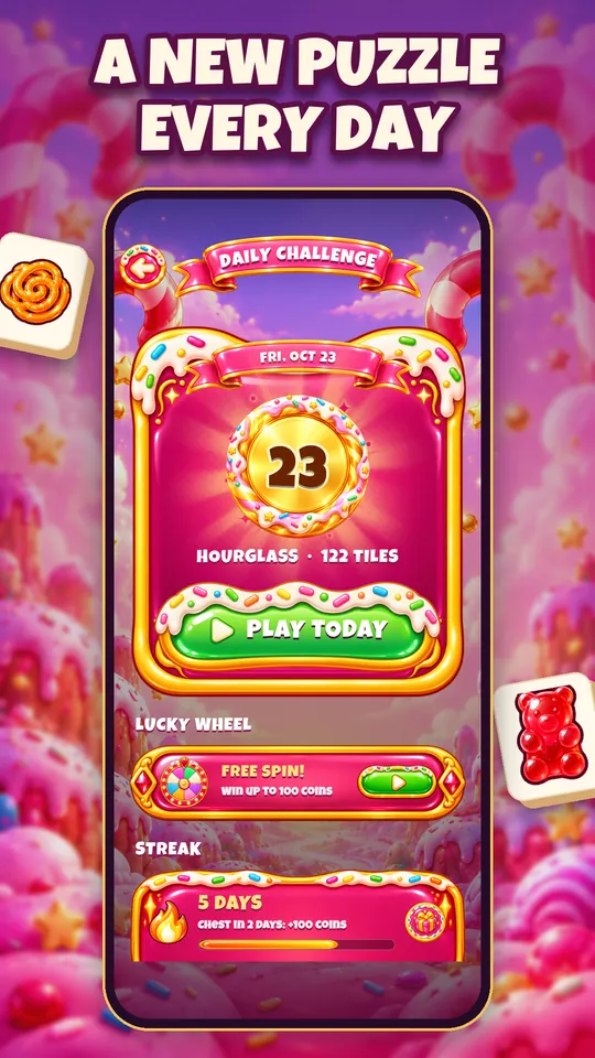 A new puzzle every day: the Daily Challenge, Lucky Wheel and streak