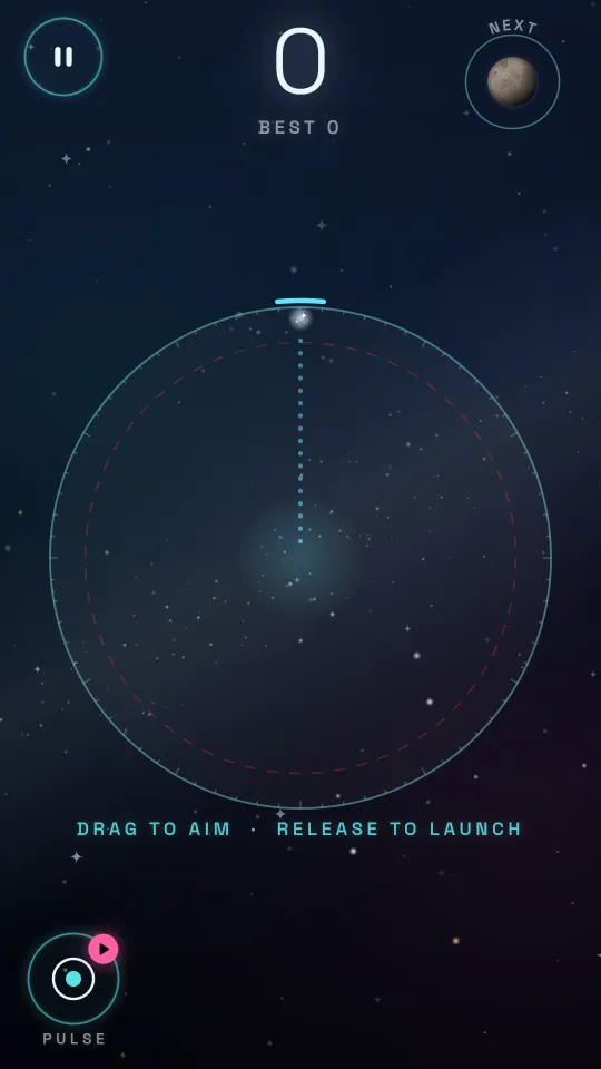 Drag to aim, release to launch toward the core